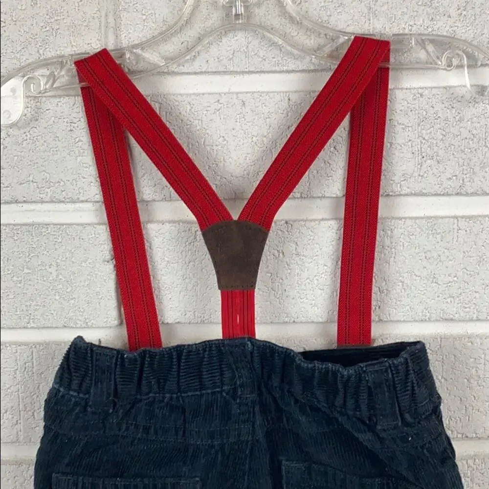 Carters Boys Black Cords with Red Suspenders Size 18 Months